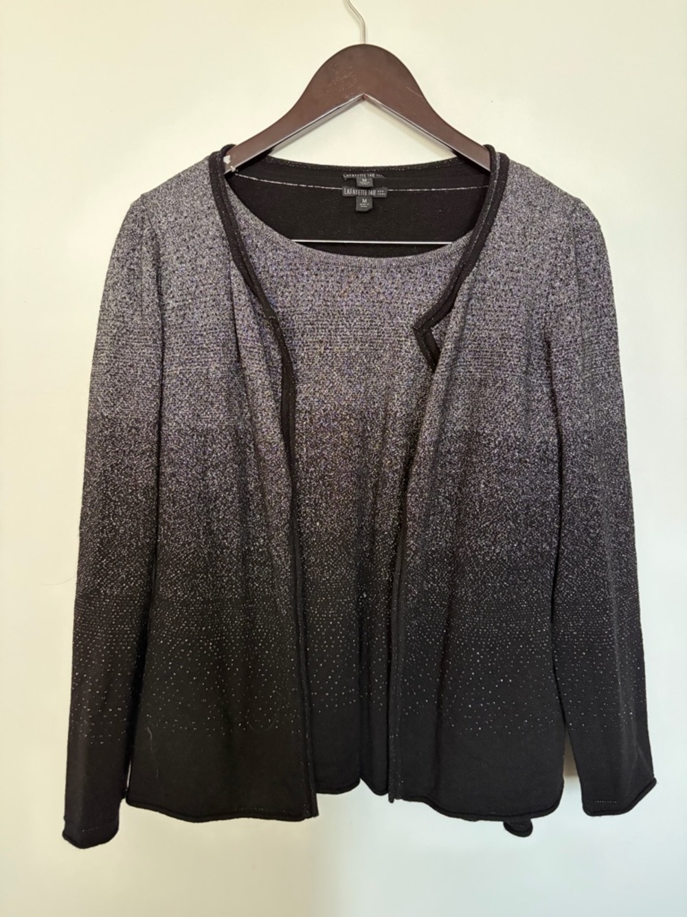 Lafayette 148 New York metallic ombre cardigan Matching Top Set - M - Wool